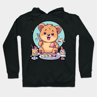 Kawaii Quokka eating salmon sushi Hoodie